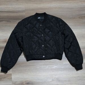 Zara Black Quilted Bomber Women's Jacket Size S